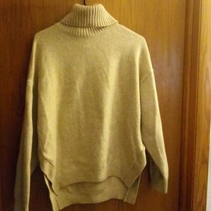H&M tan high low sweater